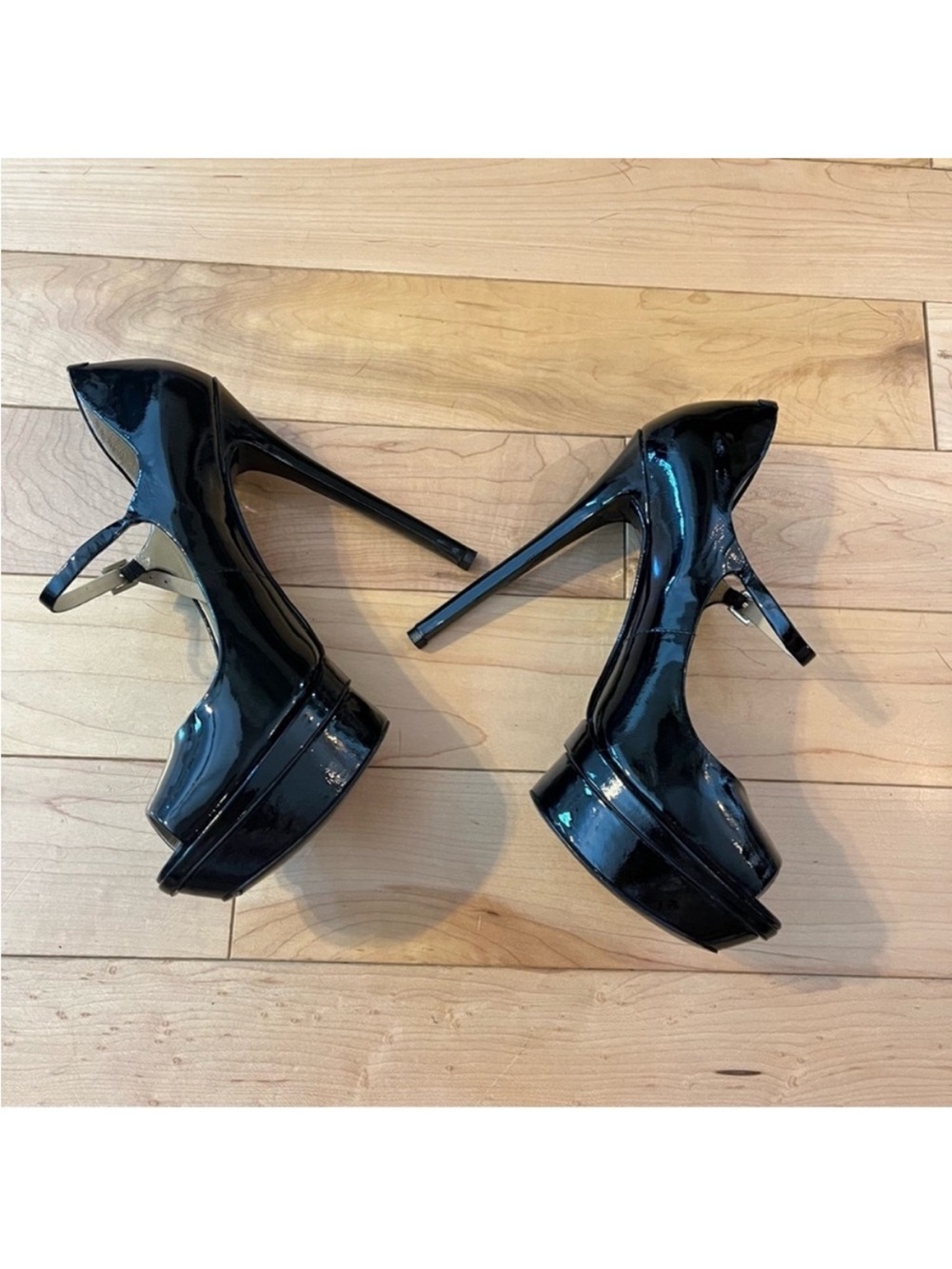 Brian Atwood Ferrand Sky High Stiletto Black Patent Leather Platform Heels 7 - Picture 3 of 11